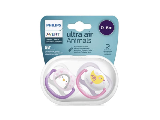Philips Avent ultra air Animals Soothers White & Purple (2 pieces)