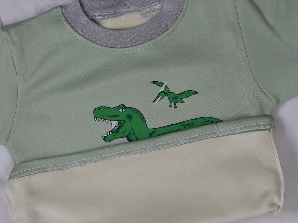 T-shirt and Trouser Light-Green Dino (Fleece)