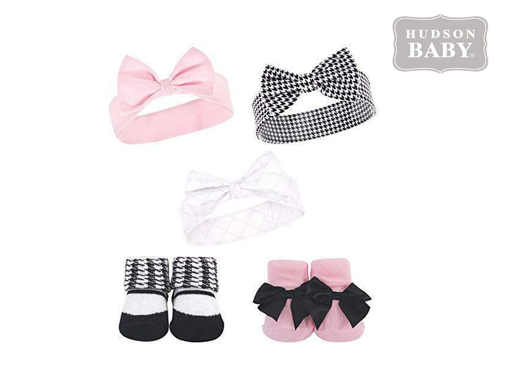 Hudson Baby Headband and Socks Set (5 pcs)