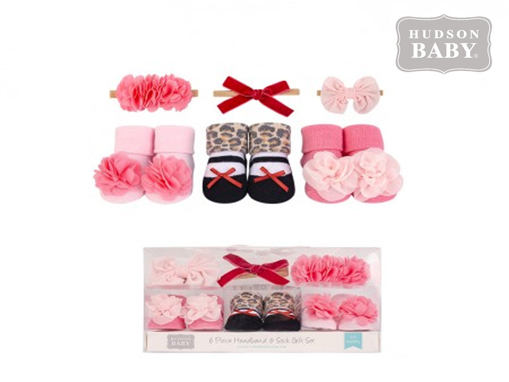 Hudson Baby Headband and Sock Set (6 pieces)