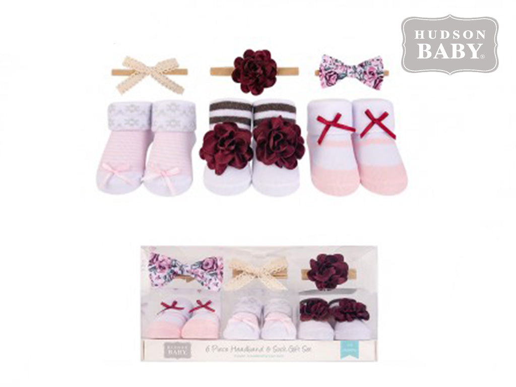 Hudson baby 6 piece store headband and sock gift set