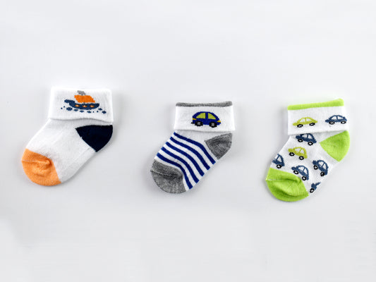 Socks in Grey, Green & Orange (Set of 3)