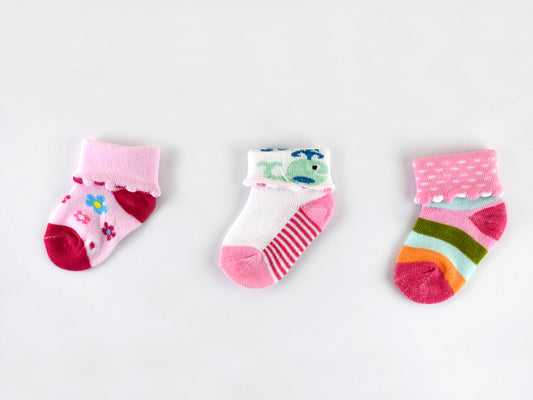 Socks in Pink, Red & Multi (Set of 3)
