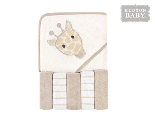Hudson Baby Hooded Towel & Washcloths (Set of 6)