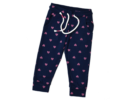Trousers Dark Blue with Pink Hearts