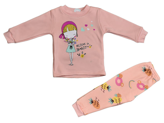 T-shirt and Trouser Pink Magic Girl (Fleece)