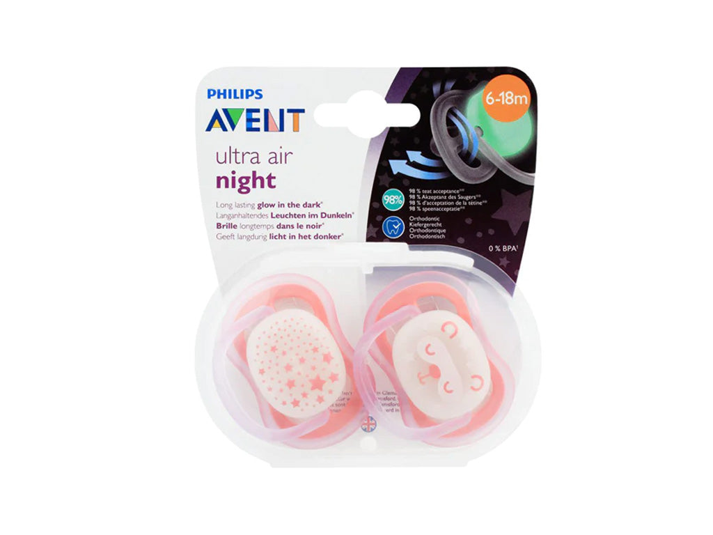 Philips Avent Ultra Air Night Time Soothers Pink