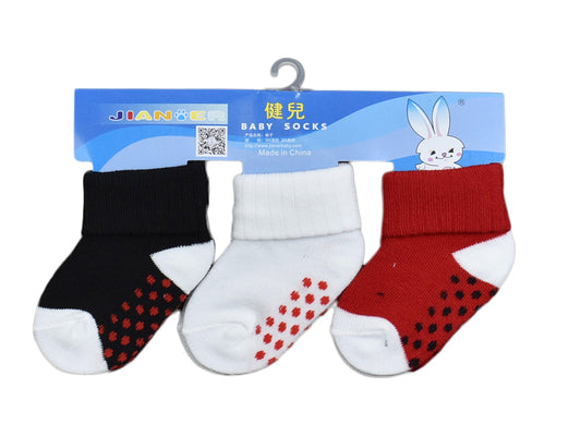 Jianer Baby Socks in Black/White/Red (Set of 3)