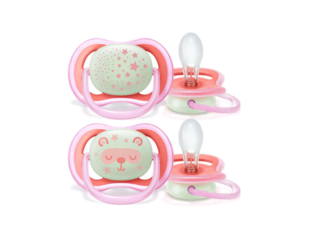 Philips Avent Ultra Air Night Time Soothers Pink