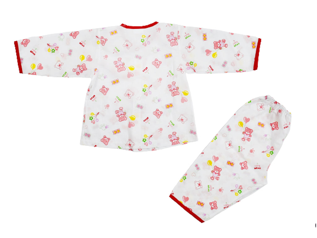 Sleep Suit White With Red Bear