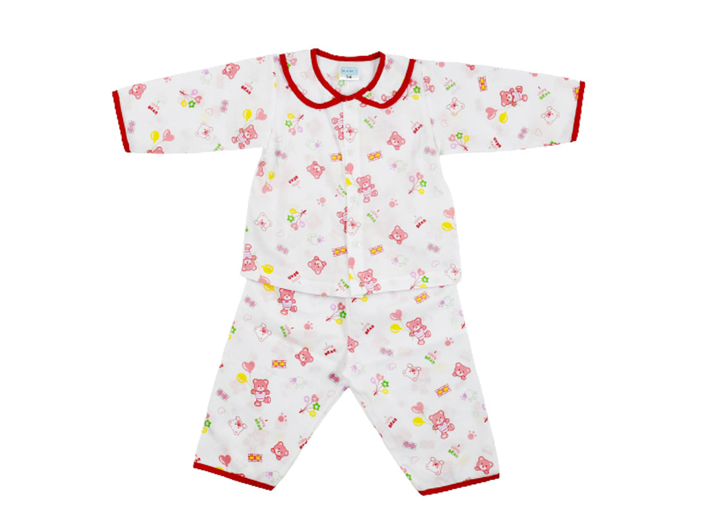 Sleep Suit White With Red Bear