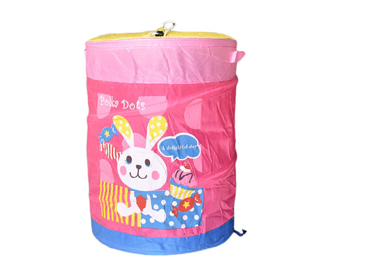 Foldable Laundry Basket Pink Polka
