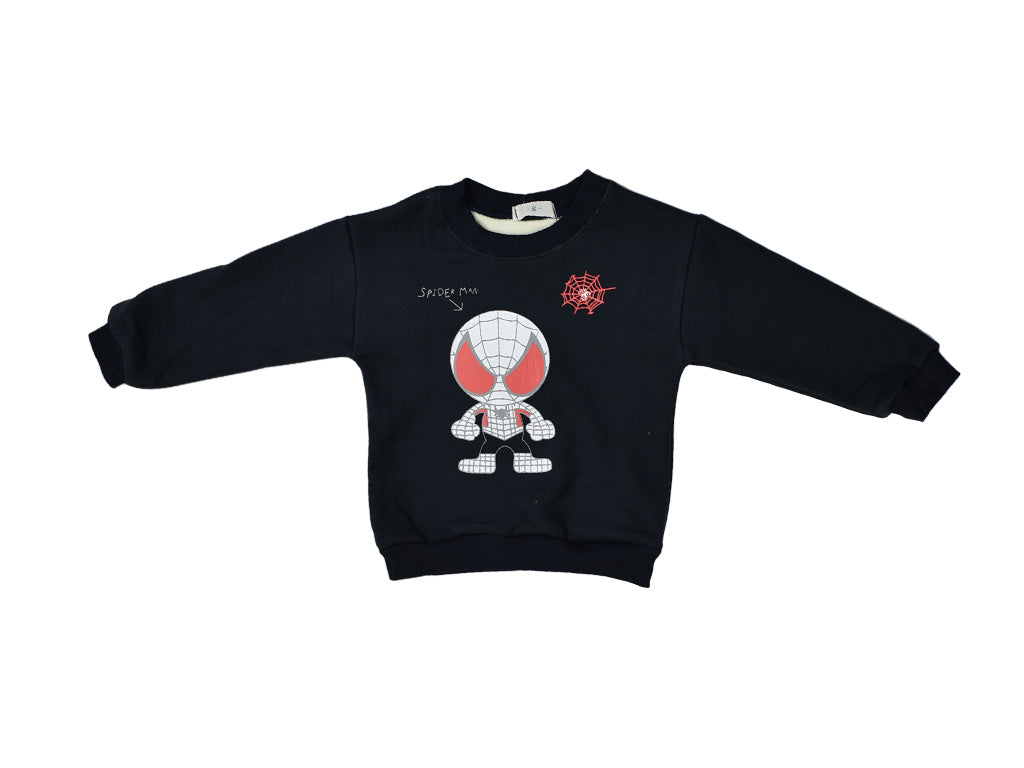 Sweatshirt Black Spiderman (Fleece)