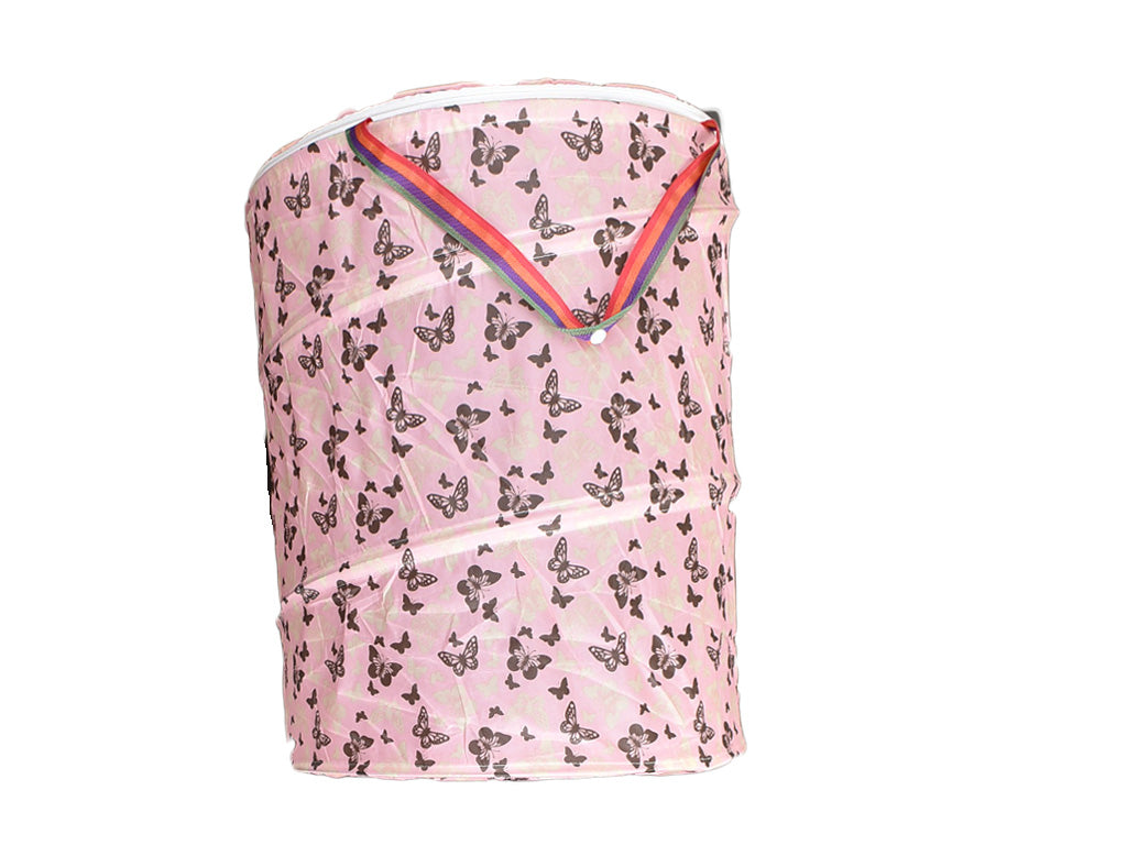 Foldable Storage Laundry Basket Pink Butterfly