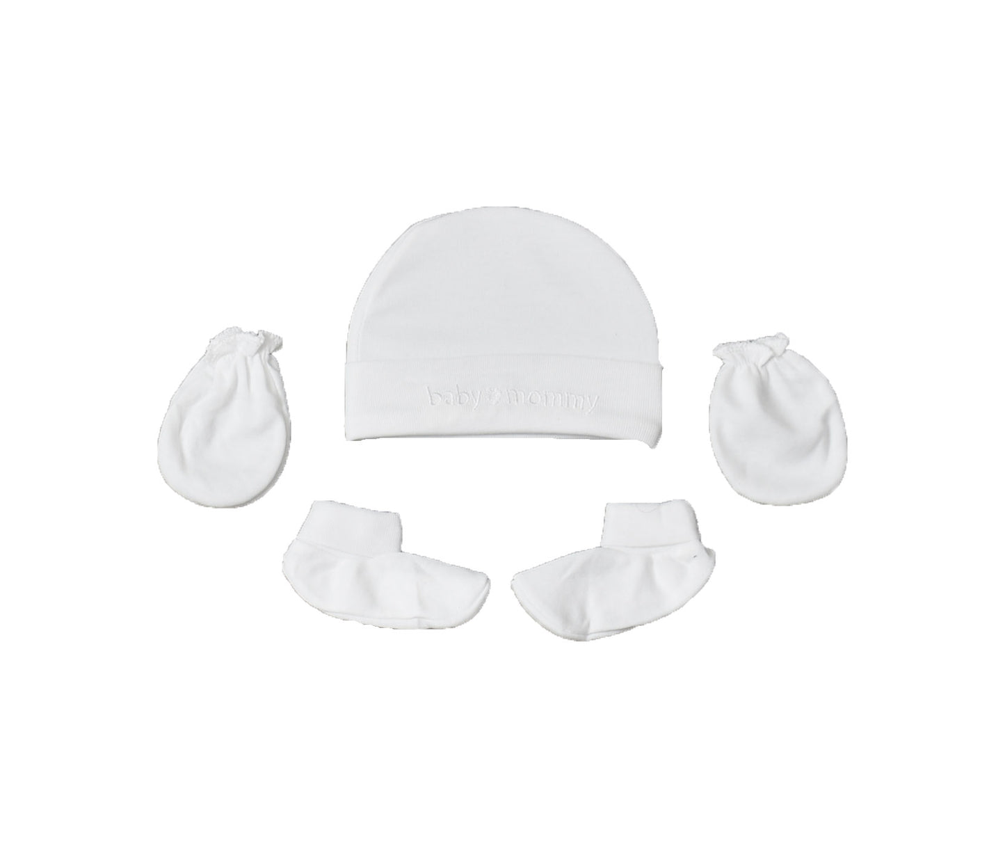 Cap, Mitton & Socks (Set of 5 items) in White