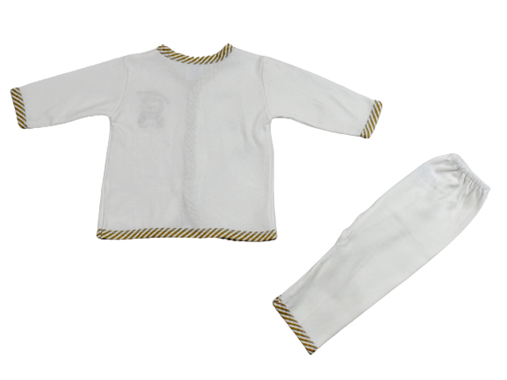 Sleeping Suit White with Light Brown Border Bear