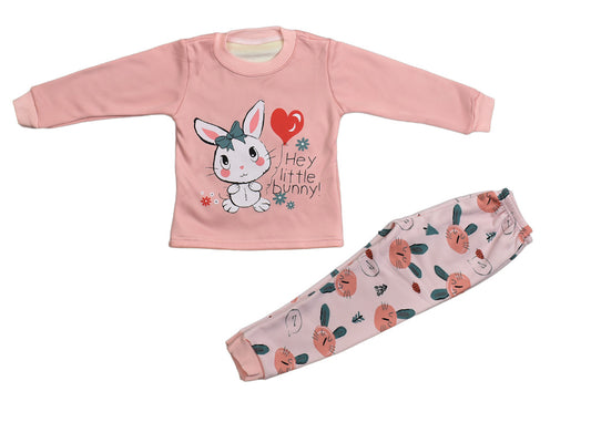 T-shirt and Trouser Pink Rabbit (Fleece)