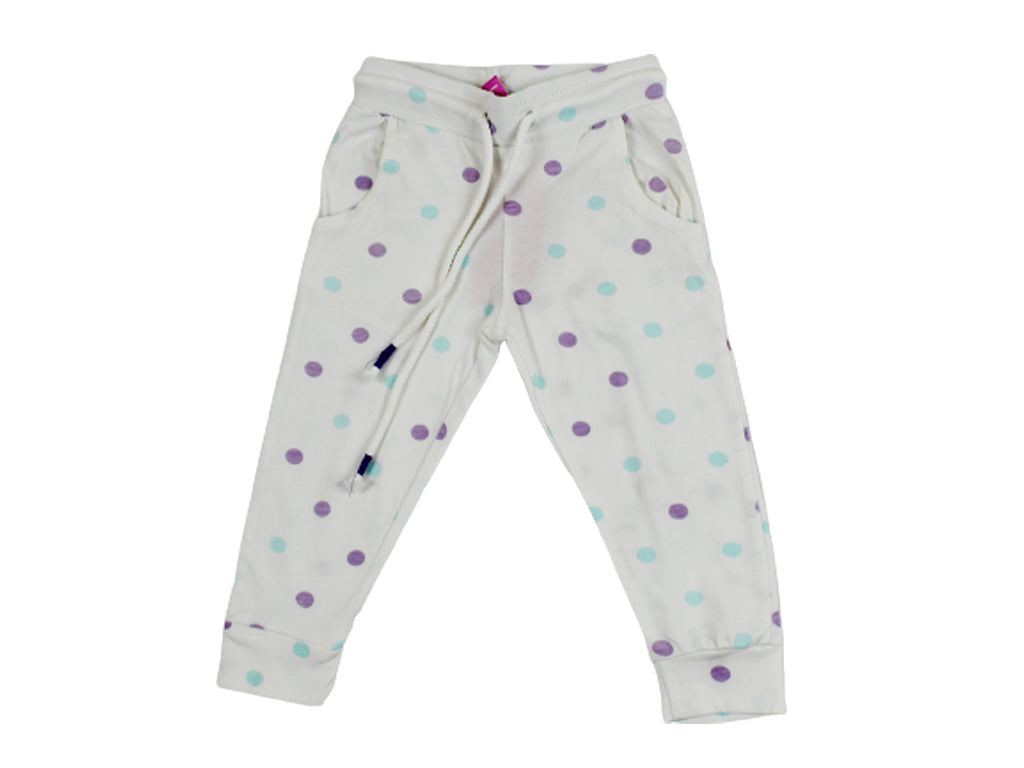Trousers White with Multi-Colour Dots