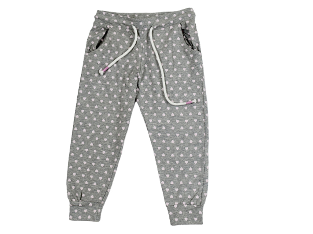 Trousers Grey with Pink Hearts