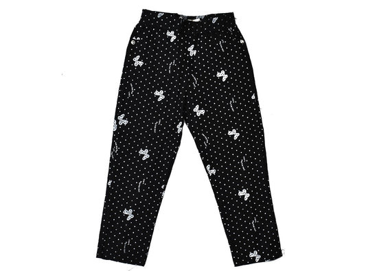 Trousers Black with White Butterfly