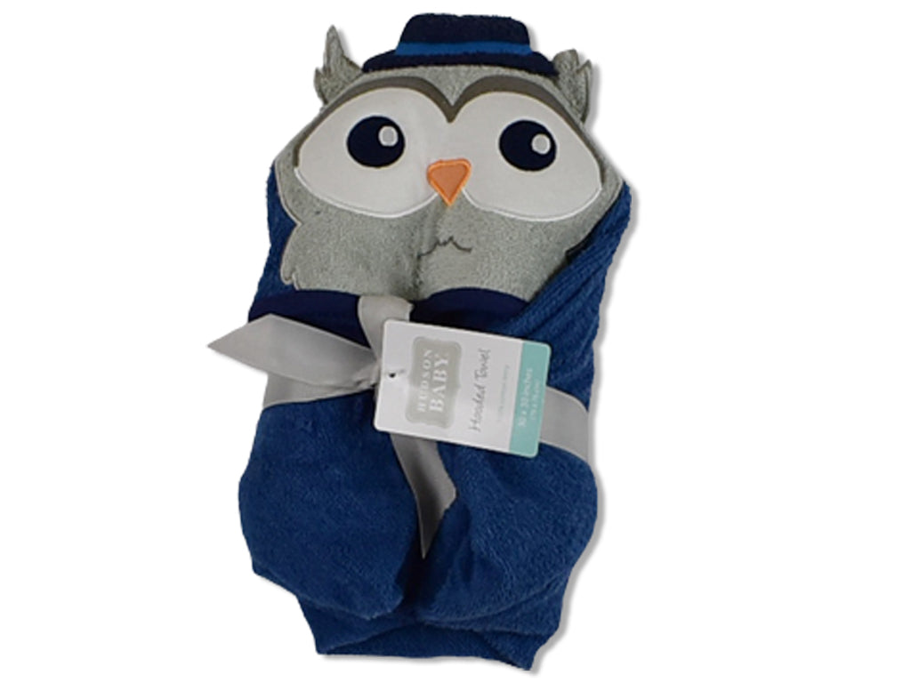 Towel Hooded Dark Blue Owl by Hudson Baby