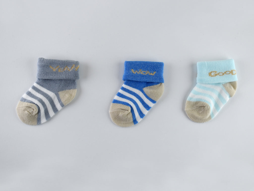 Socks in Blue & Grey (Set of 3)