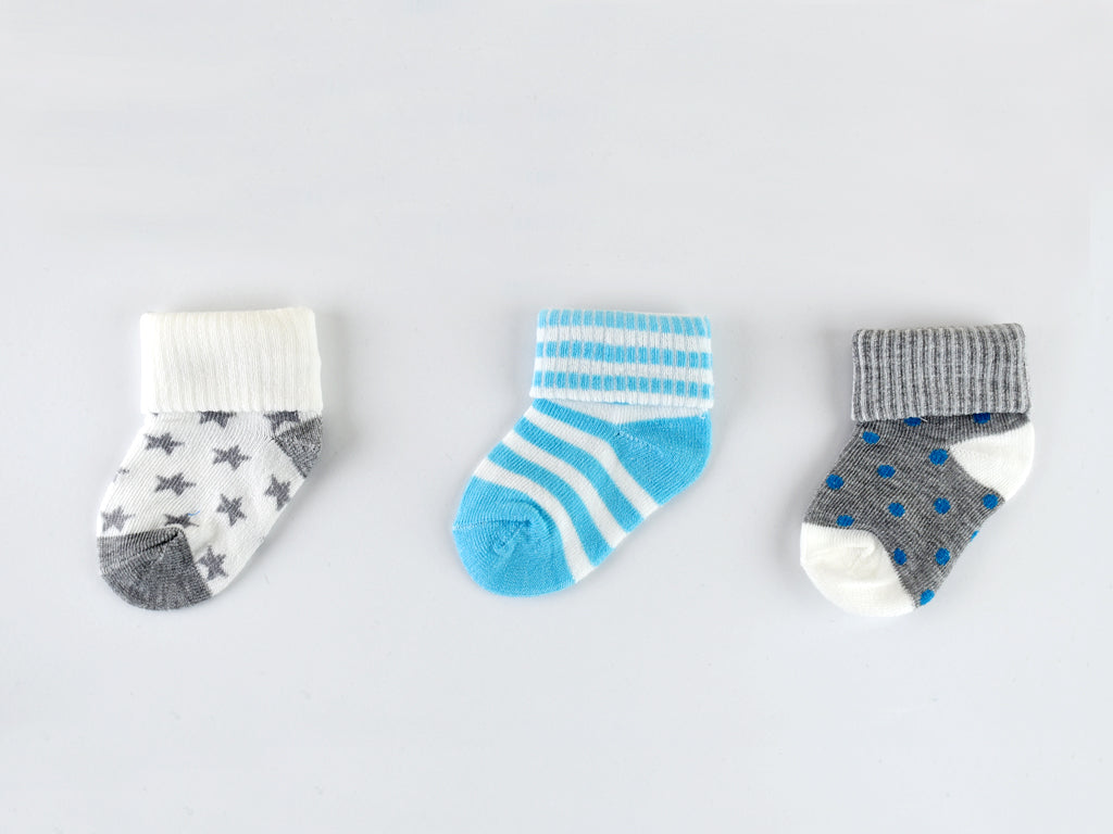 Socks in Light Blue & Grey (Set of 3)