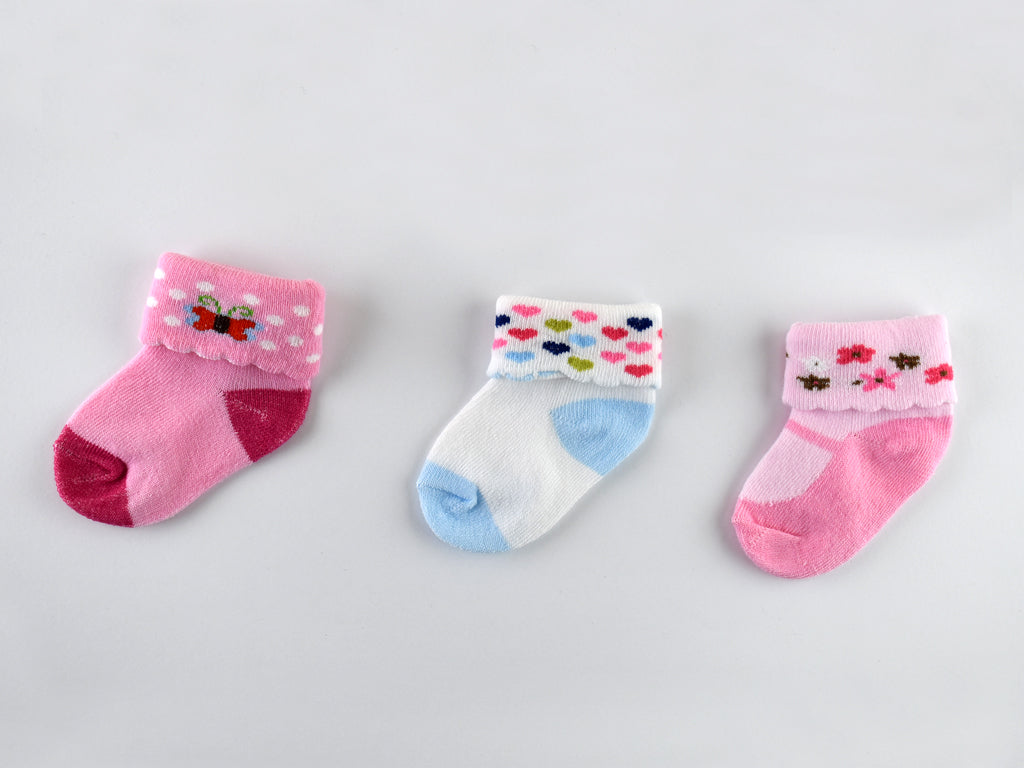 Socks in Pink, Red & White (Set of 3)