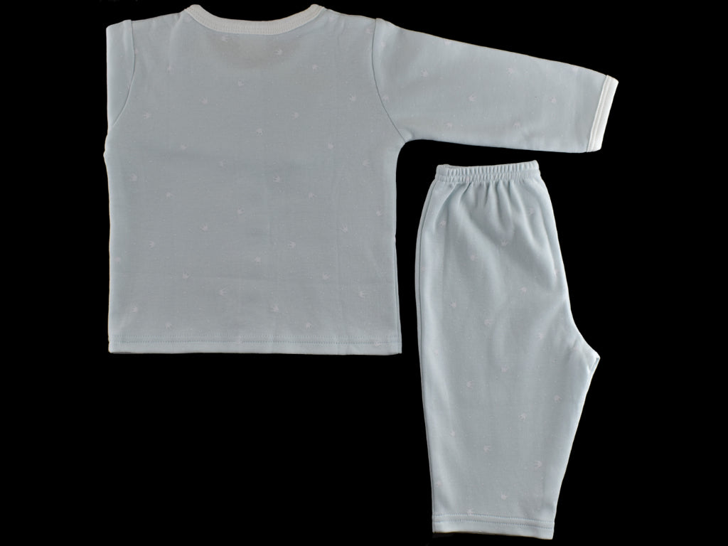 Sleeping Suit Light Blue with White Crowns
