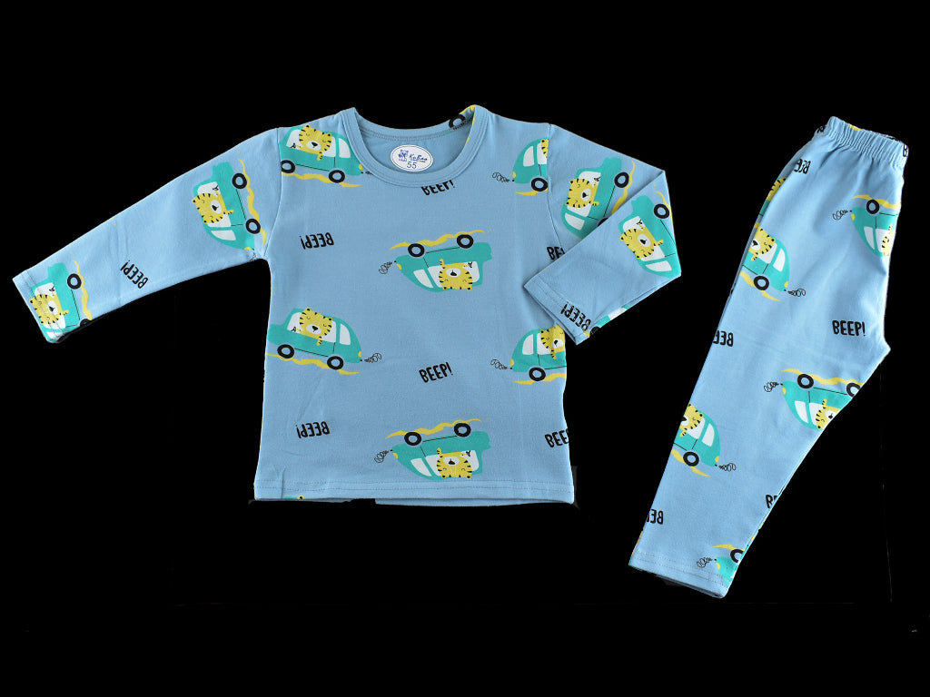 T-shirt with Trouser Blue with Cars