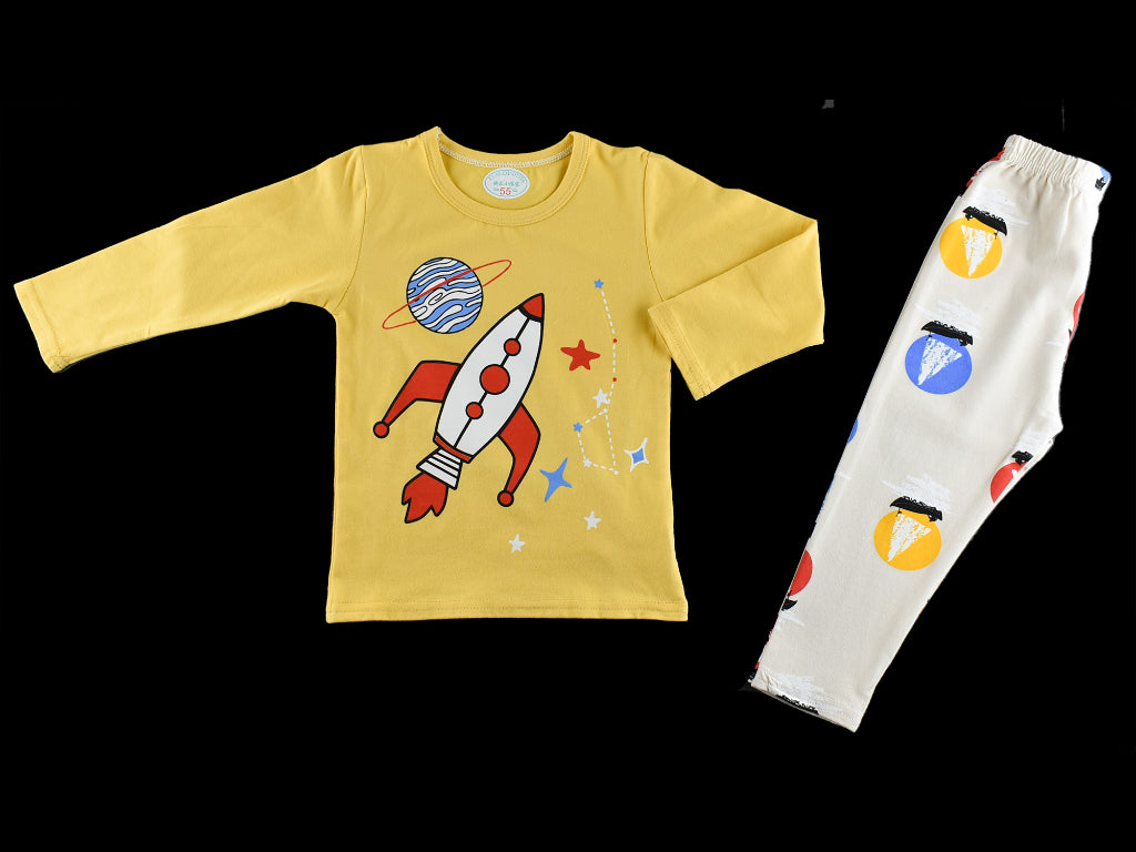 T-shirt with Trouser Yellow Space-shuttle design