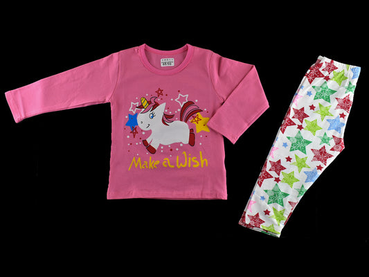 T-shirt with Trouser Pink Unicorn Design