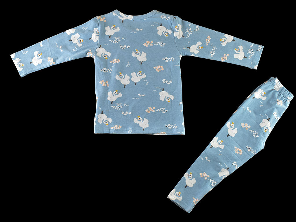 T-shirt & Trouser Bluish Grey in Swan Design