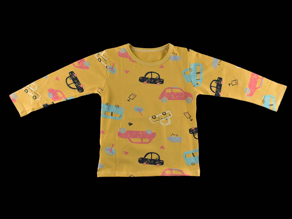 T-shirt & Trouser in Yellow with Cars Trees design