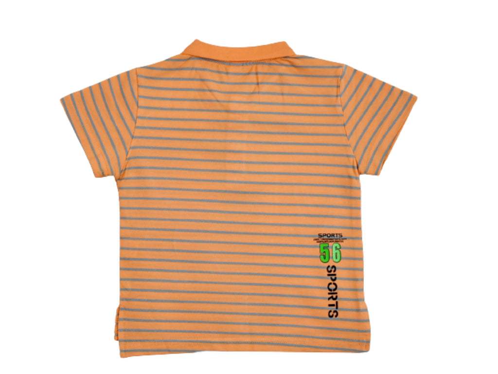 T-shirt Orange With Blue Lines